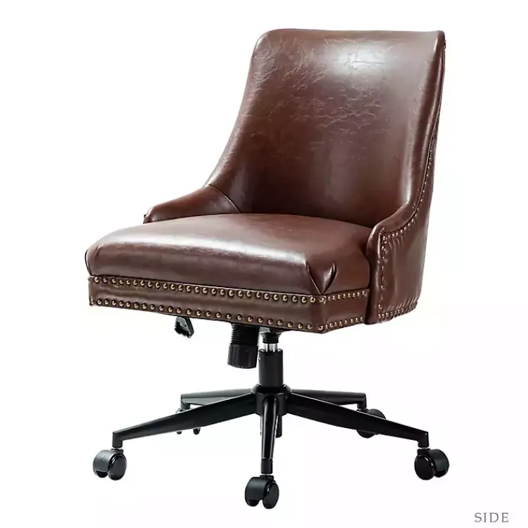 Kirklands Home Office Furniture|Faux Leather Rocking Office Chair Brown