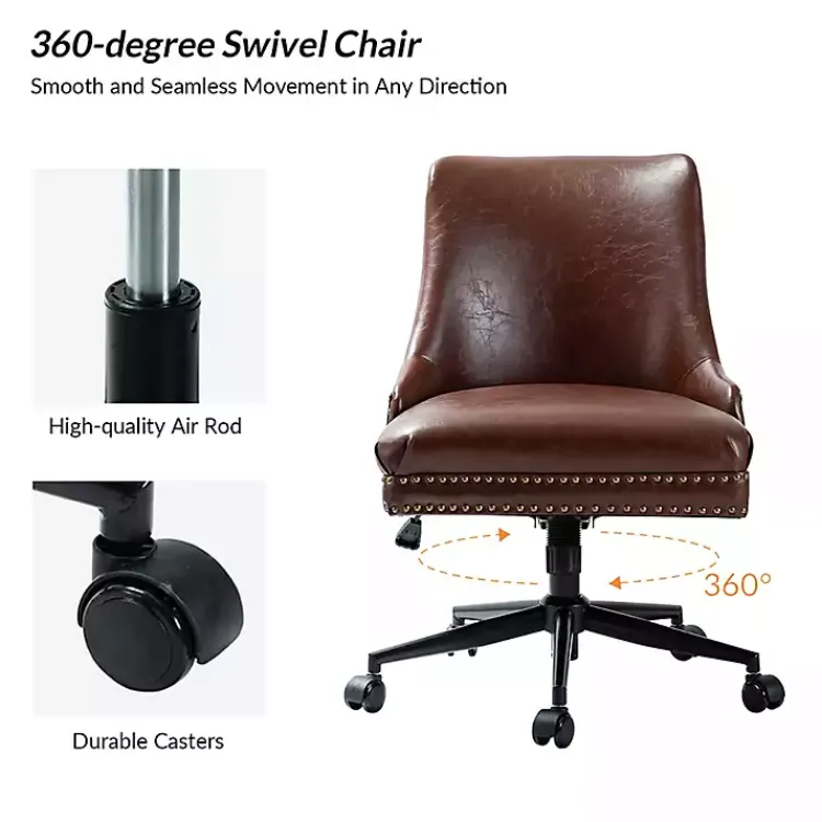 Kirklands Home Office Furniture|Faux Leather Rocking Office Chair Brown
