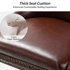 Kirklands Home Office Furniture|Faux Leather Rocking Office Chair Brown