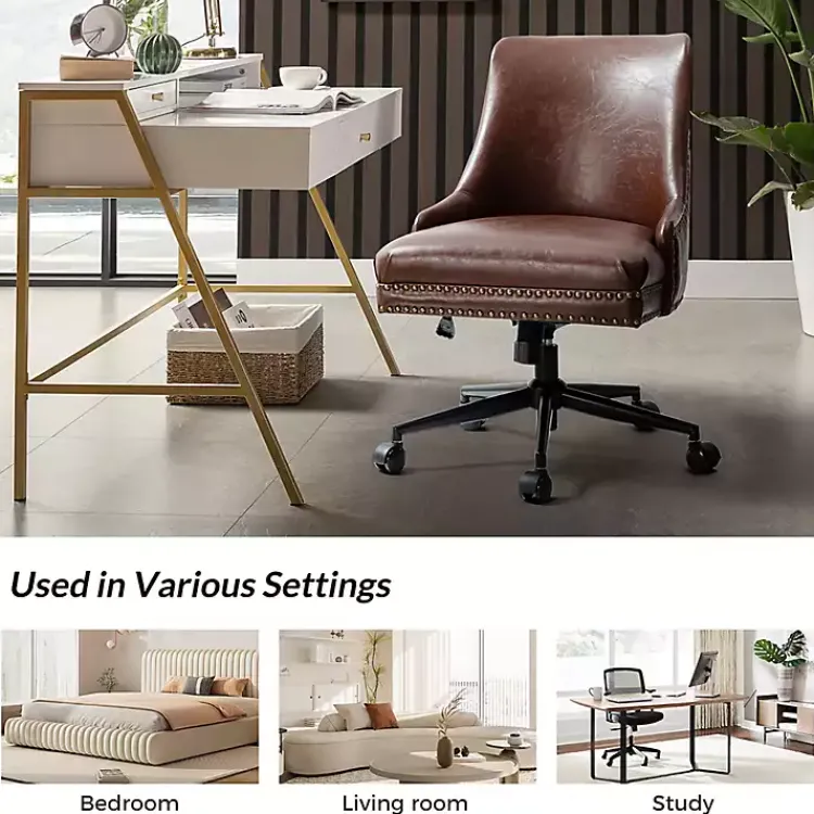 Kirklands Home Office Furniture|Faux Leather Rocking Office Chair Brown