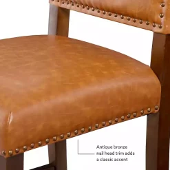 Kirklands Home Bar Stools & Counter Height Stools|Brown Faux Leather Square Classic Counter Stool Tan