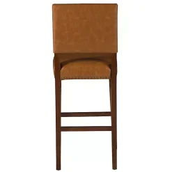 Kirklands Home Bar Stools & Counter Height Stools|Brown Faux Leather Square Classic Bar Stool Tan