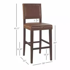 Kirklands Home Bar Stools & Counter Height Stools|Brown Faux Leather Square Classic Bar Stool Tan