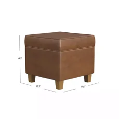 Kirklands Home Benches & Ottomans|Faux Leather Square Storage Ottoman Brown