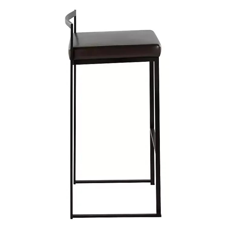 Kirklands Home Bar Stools & Counter Height Stools|Faux Leather Stackable Bar Stools, Set of 2 Brown