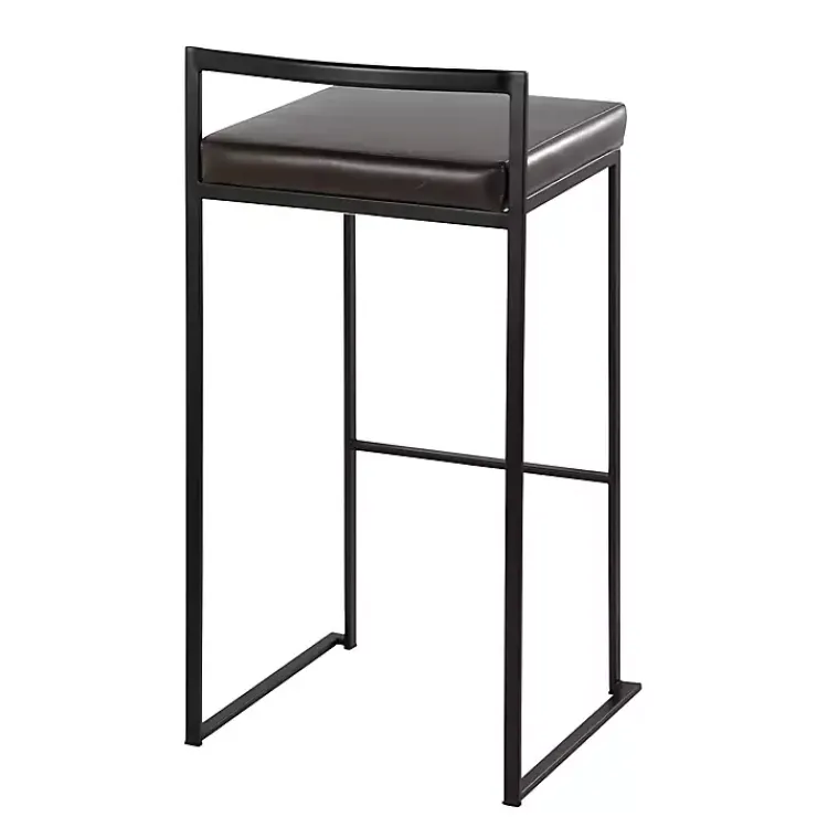 Kirklands Home Bar Stools & Counter Height Stools|Faux Leather Stackable Bar Stools, Set of 2 Brown