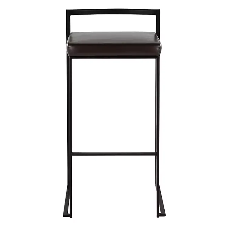 Kirklands Home Bar Stools & Counter Height Stools|Faux Leather Stackable Bar Stools, Set of 2 Brown