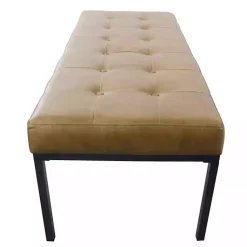 Kirklands Home Benches & Ottomans|Faux Leather Tufted Button Bench Brown