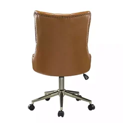 Kirklands Home Office Furniture|Faux Leather Tufted Back Office Chair Brown