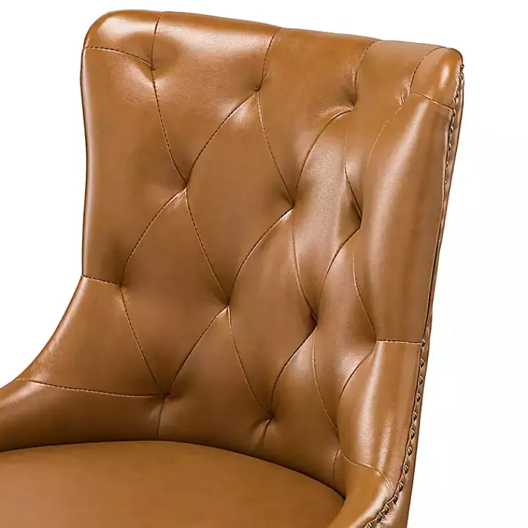 Kirklands Home Office Furniture|Faux Leather Tufted Back Office Chair Brown