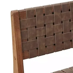 Kirklands Home Dining Chairs|Faux Leather Woven Dining Chairs, Set of 2 Brown
