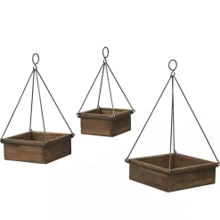 Kirklands Home Planters|Fir Wood Hanging Planter Boxes, Set of 3 Brown
