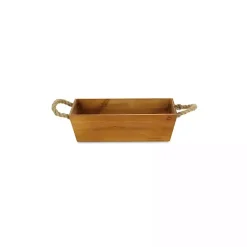 Sale Brown Galvanized Tapered Box with Rope Handles Baskets & Boxes