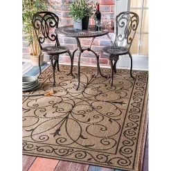 Kirklands Home Outdoor Rugs|Kathleen Scroll Outdoor Area Rug, 5x7 Brown