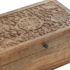 Discount Mango Wood Carved Boxes, Set of 3 Baskets & Boxes