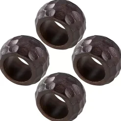 Kirklands Home Table Linens|Mango Wood Chunky Napkin Rings, Set of 4 Brown