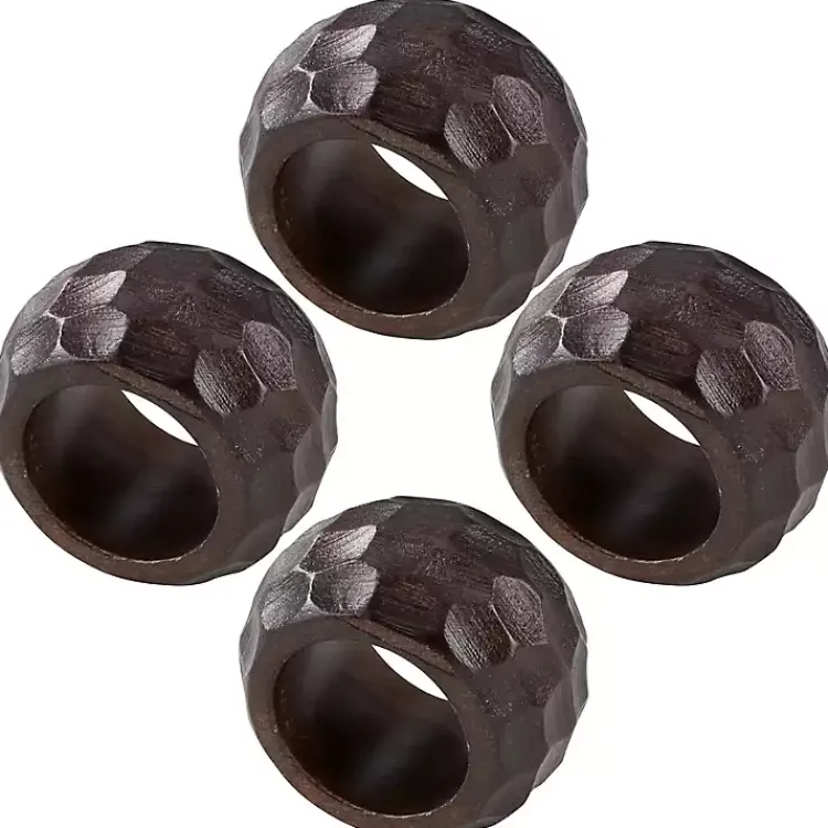 Kirklands Home Table Linens|Mango Wood Chunky Napkin Rings, Set of 4 Brown