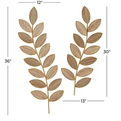 Kirklands Home Wall Plaques|Metal and Reed Leaf Wall Plaques, Set of 2 Brown