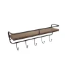 Kirklands Home Hooks|Brown Metal Frame Wood Wall Shelf with Hooks