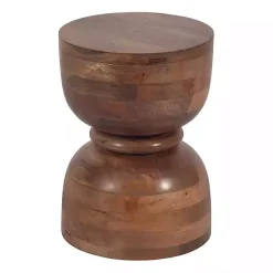Kirklands Home Accent & End Tables|Polished Wood Hourglass Accent Table Brown