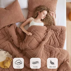 Kirklands Home Comforters|Quilted Teddy 3-pc. Full/Queen Comforter Set Brown