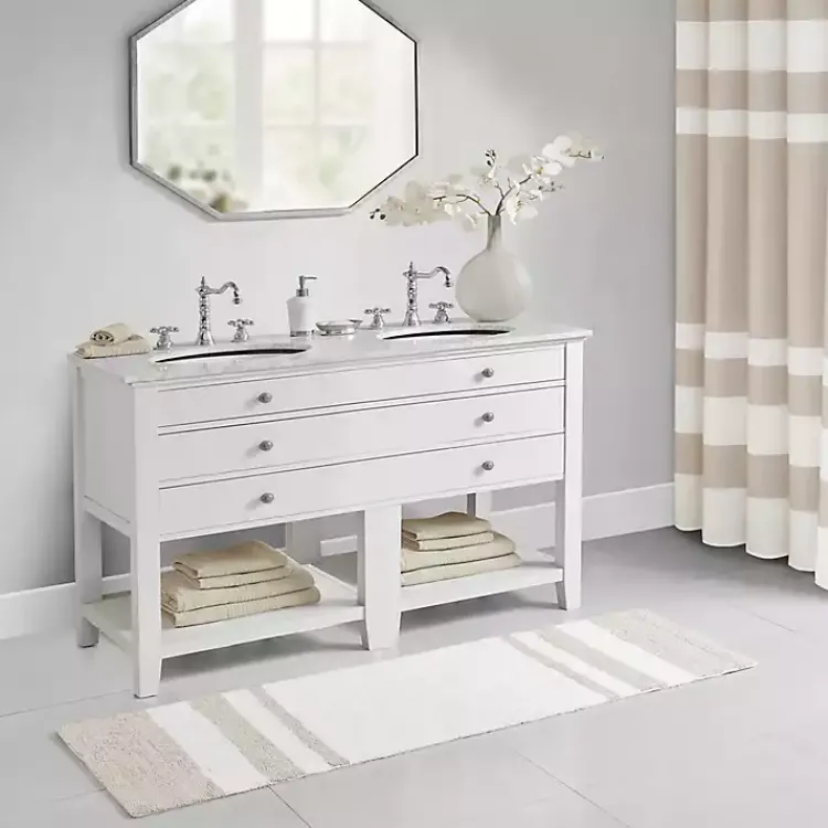 Kirklands Home Bathroom Rugs|Brown Stripe Reversible Bath Runner