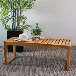 Kirklands Home Outdoor Tables|Teak Wood Slatted Outdoor Coffee Table Brown