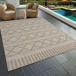 Kirklands Home Outdoor Rugs|Brown Transitional Stripes Outdoor Rug, 8x10