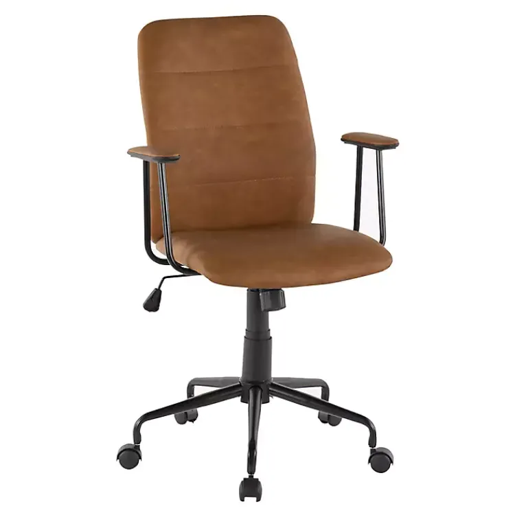Kirklands Home Office Furniture|Tufted Faux Leather Office Chair Brown