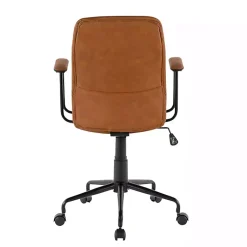 Kirklands Home Office Furniture|Tufted Faux Leather Office Chair Brown