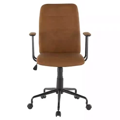 Kirklands Home Office Furniture|Tufted Faux Leather Office Chair Brown