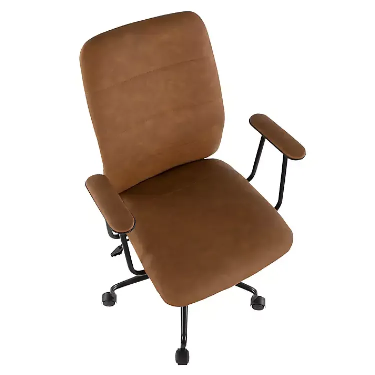 Kirklands Home Office Furniture|Tufted Faux Leather Office Chair Brown