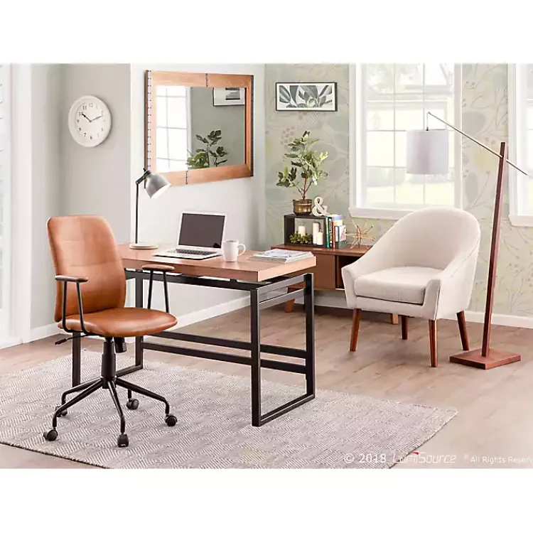 Kirklands Home Office Furniture|Tufted Faux Leather Office Chair Brown