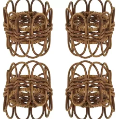 Kirklands Home Table Linens|Twisted Rattan Napkin Rings, Set of 4 Brown