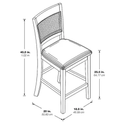 Kirklands Home Bar Stools & Counter Height Stools|Brown Wilbur Cane Back Counter Stools, Set of 2