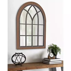Kirklands Home Decorative Mirrors|Windowpane Arch Nala Mirror Brown