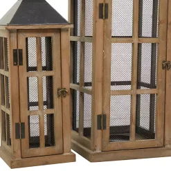 Clearance Brown Windowpane Mesh Lanterns, Set of 2 Lanterns
