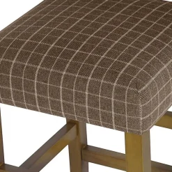 Kirklands Home Bar Stools & Counter Height Stools|Windowpane Upholstered Counter Stool Brown