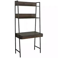 Kirklands Home Office Furniture|Wood & Black Metal 2-Shelf Desk Brown