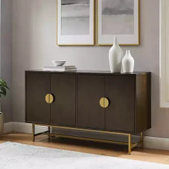 Kirklands Home Cabinets & Sideboards|Wood & Gold Metal Sideboard Brown