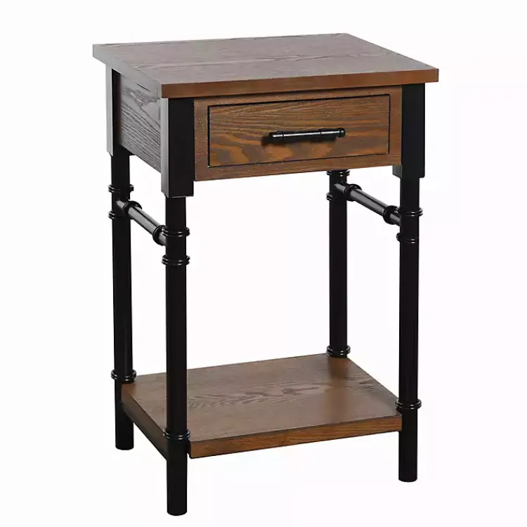 Kirklands Home Accent & End Tables|Brown Wood and Black Metal Ruth Accent Table