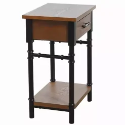 Kirklands Home Accent & End Tables|Brown Wood and Black Metal Ruth Accent Table