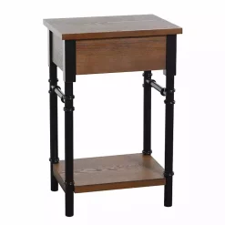 Kirklands Home Accent & End Tables|Brown Wood and Black Metal Ruth Accent Table