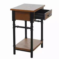Kirklands Home Accent & End Tables|Brown Wood and Black Metal Ruth Accent Table