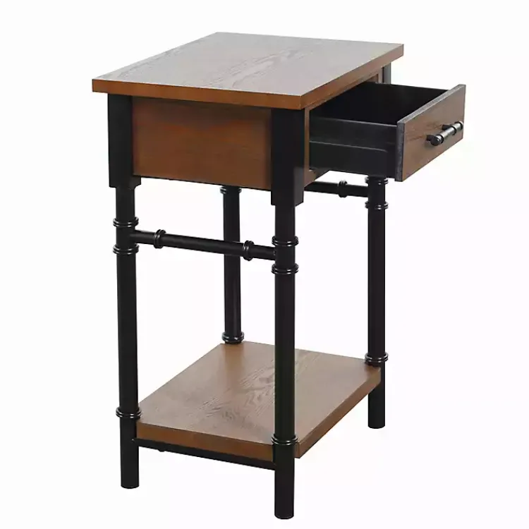 Kirklands Home Accent & End Tables|Brown Wood and Black Metal Ruth Accent Table