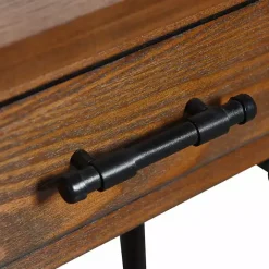 Kirklands Home Accent & End Tables|Brown Wood and Black Metal Ruth Accent Table