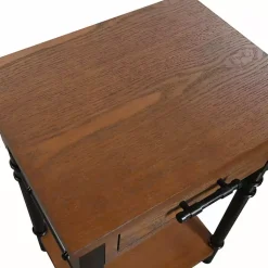 Kirklands Home Accent & End Tables|Brown Wood and Black Metal Ruth Accent Table