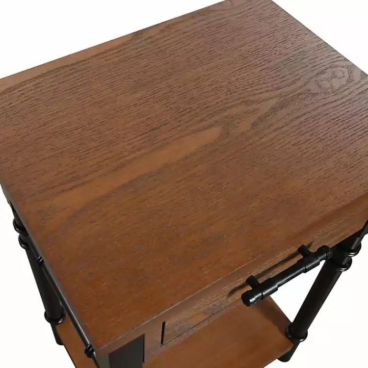 Kirklands Home Accent & End Tables|Brown Wood and Black Metal Ruth Accent Table