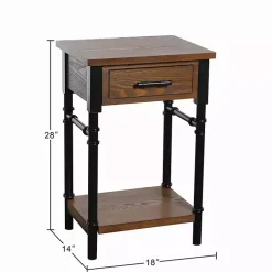 Kirklands Home Accent & End Tables|Brown Wood and Black Metal Ruth Accent Table