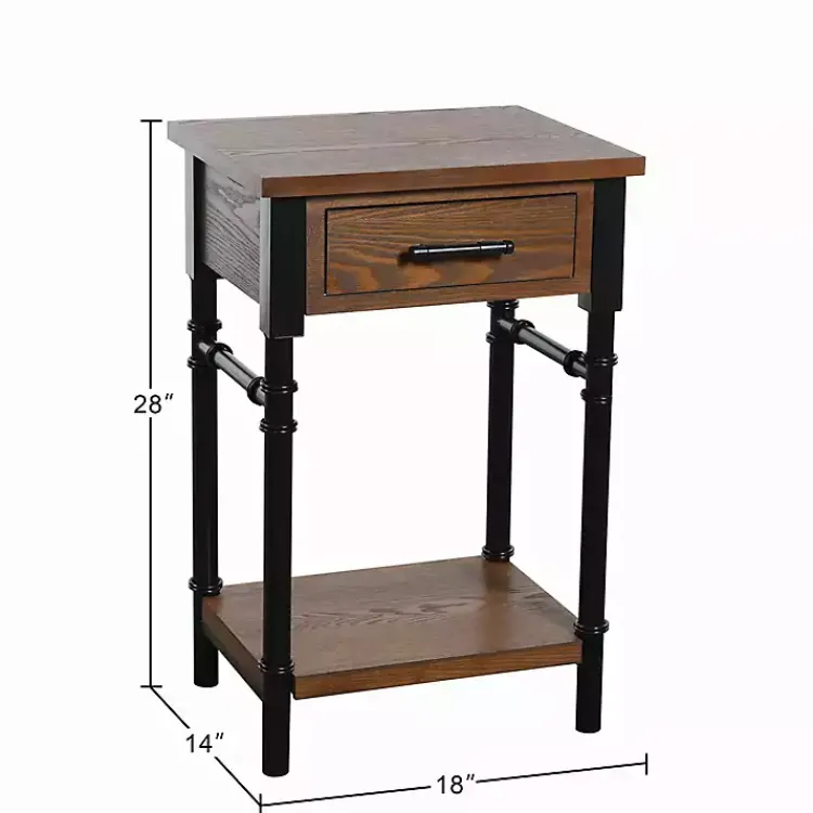 Kirklands Home Accent & End Tables|Brown Wood and Black Metal Ruth Accent Table